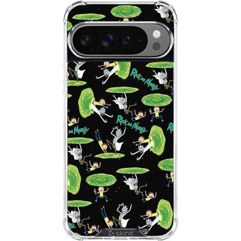 Adult Swim Rick and Morty Portal Pattern Google Pixel 10 Pro XL Clear Case